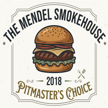 The Mendel Smokehouse Vintage Logo Design &ndash; Classic Burger Restaurant Badge Vector Illustration