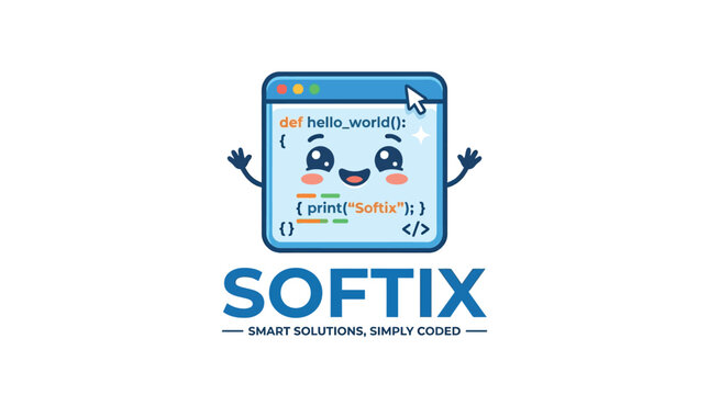 Cute code window mascot logo for software development