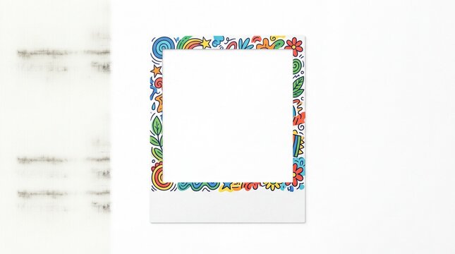 Colorful doodle frame with hand drawn summer art