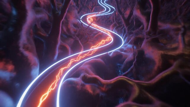 Neural Pathways Glowing with Neuroplasticity in Abstract Brain Scene