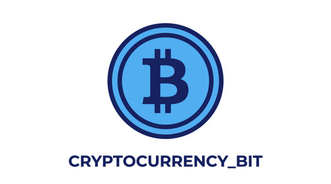 Blue Bitcoin Cryptocurrency Logo Icon Symbol.