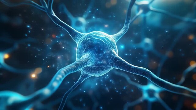 Glowing neural network showing brain neuroplasticity and activity