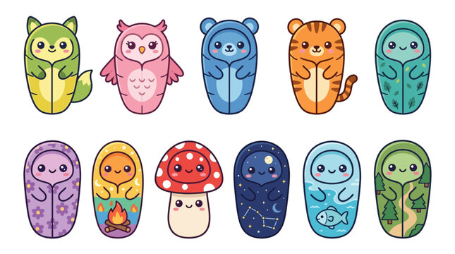 Colorful Whimsical Matryoshka Dolls with Animal Faces.
