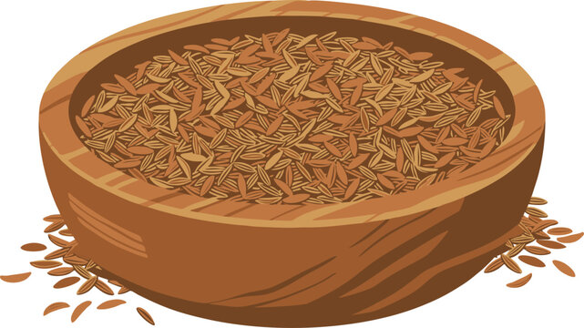 Wooden bowl filled with whole cumin seeds illustration white background culinary arts food preparation culinary design spice bowl ingredients ingredient spice collection