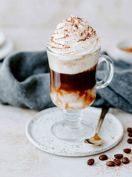 Irish coffee with whipped cream 