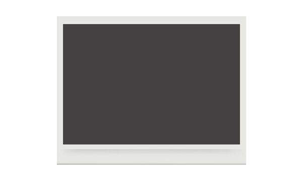 Single blank horizontal polaroid photo frame on transparent background with soft shadow.