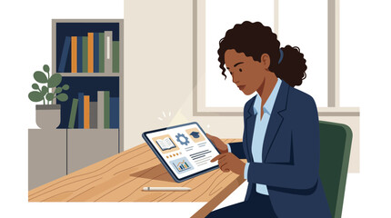 Fototapeta premium Professional woman analyzing digital tablet data.
