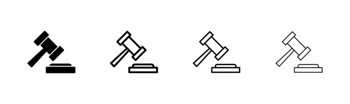 Gavel icon logo design. judge gavel sign and symbol. law icon. auction hammer