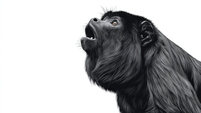 Majestic Howler Monkey in Profile with Detailed Expression and Emotion
