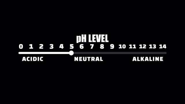 PH Level Scale Bar Animation on Dark Background.