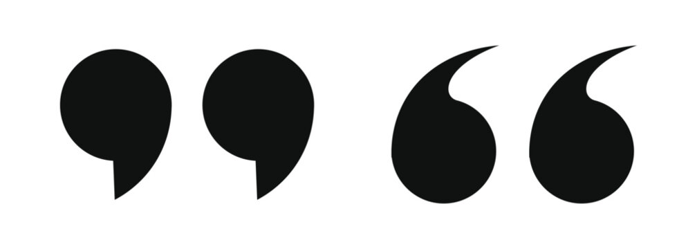 Quote mark icon set vector black quotation marks speech citation double comma design element for text message comment illustration