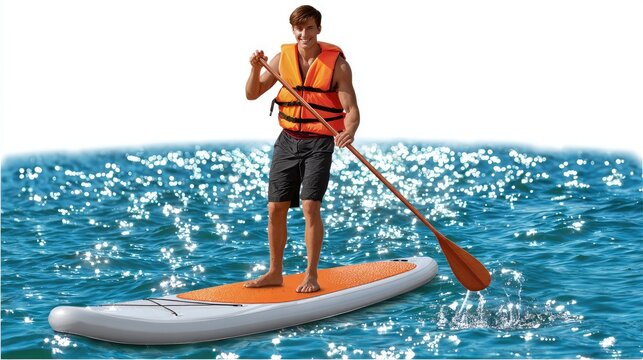 Man stand up paddleboarding summer water sport
