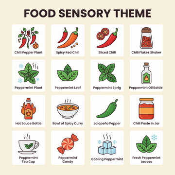 Food Sensory Theme Illustration Chili Peppermint Collection