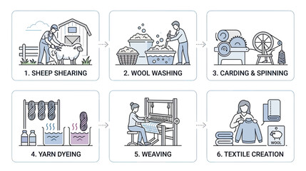 Wool Production Process Steps Infographic © vasio
