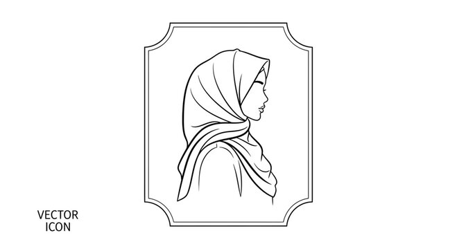 woman in hijab, vector icon, profile view