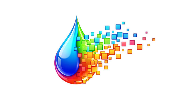 Colorful water drop icon symbol.