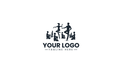 Naklejka premium Black Image Vector Logo of Professional Choreographer Leading Class, Dancing Lesson Studio Art Isolated on White Background