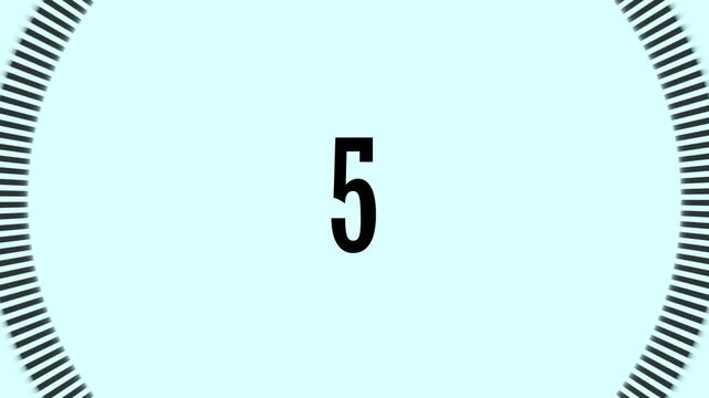 Minimalist numeric countdown sequence featuring black bold sans serif digits isolated on light blue pastel background for various digital presentations or motion graphic projects.