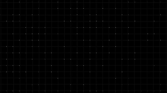 Abstract grid motion background with pulsing white dots, digitally rendered for technology, data visualization, and futuristic design projects, seamless looping video footage.