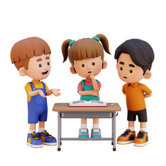 3D Cute Boy Discussing Together Teamwork and Collaboration