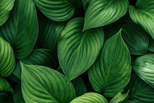 Hosta leaf texture and green foliage pattern as a natural botanical garden background