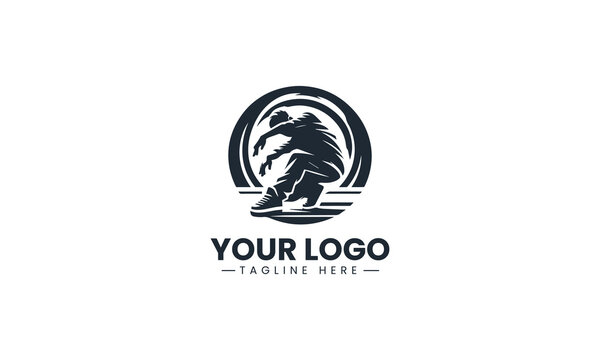 Black Image Vector Logo of Hip Hop Street Dancer, Dynamic Breakdance Performance Movement Art Isolated on White Background