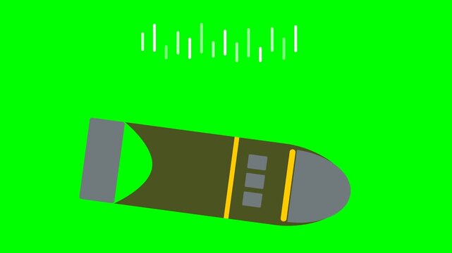 Explosive Bomb with Sound Waves on Green Screen Background.