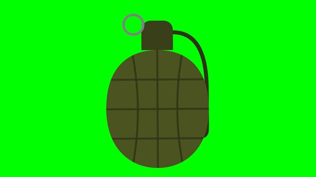 Green Screen Grenade Animation Military Explosive Device.
