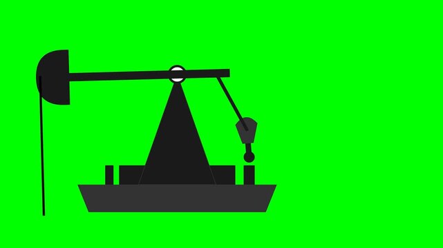 Animated oil pump jack working against a green screen background.
