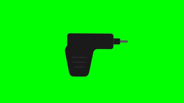 Black electric drill on a bright green background.