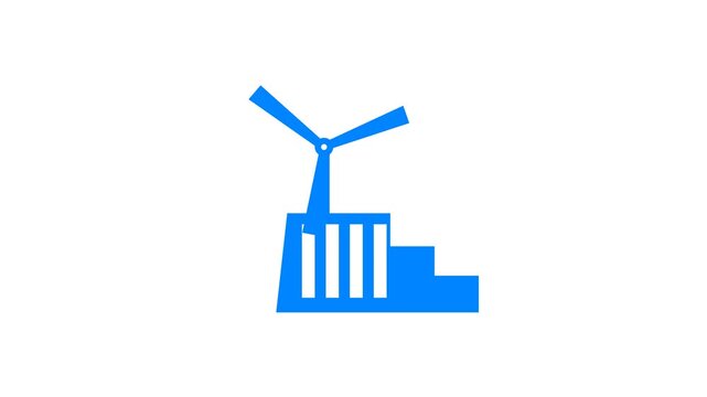 Blue windmill icon representing renewable energy and industry.