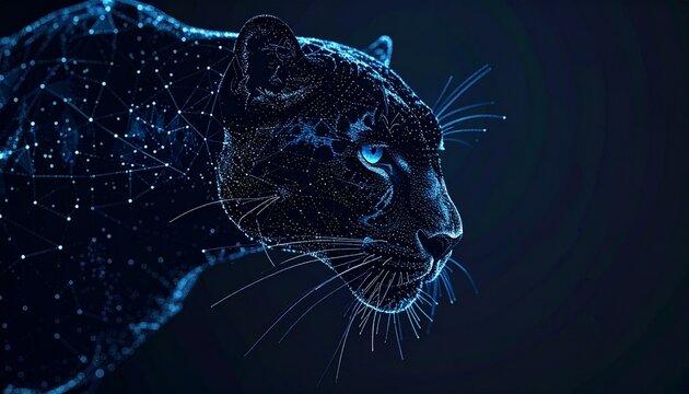 Digital Panther Abstract Illustration on Dark Background