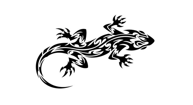 Black and white lizard tattoo design.