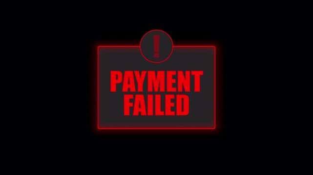 Payment Failed Red Warning Animation with Transaction Error Notification Display.
