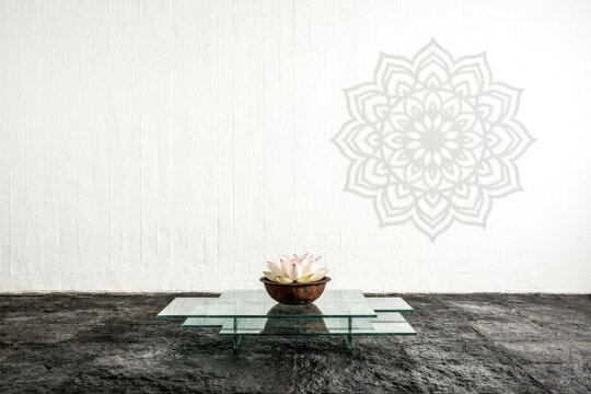 Minimalist Zen Lotus Sanctuary Architecture Negative Space