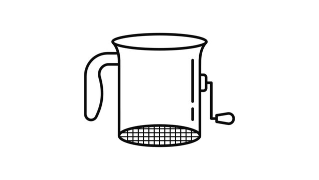 Minimalist outline icon of a flour sifter kitchen tool.