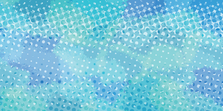 Blue Watercolor Abstract Pattern With Halftone Dots Texture