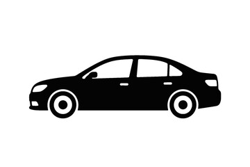 Fototapeta premium Sedan Car Side View Silhouette Vector Icon