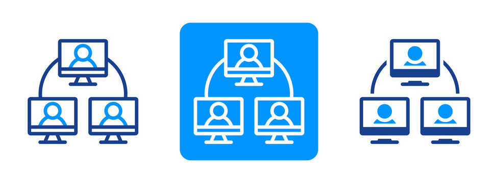 Virtual Team Icon In Dual Tone Style