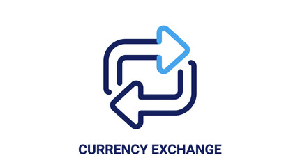 Fototapeta premium Currency exchange logo with arrows.