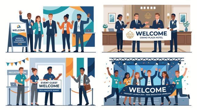 Professional Conference and Event Staff Greeting Guests Collection.