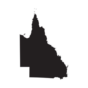 Black map of Queensland state. Vector illustration