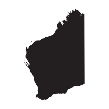 Black map of Western Australia state. Vector illustration