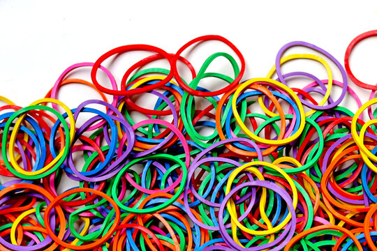 Pile of colorful elastic rubber bands