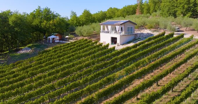 Aerial Drone View of Irpinia Vineyard Villa, Amalfi Coast Italy