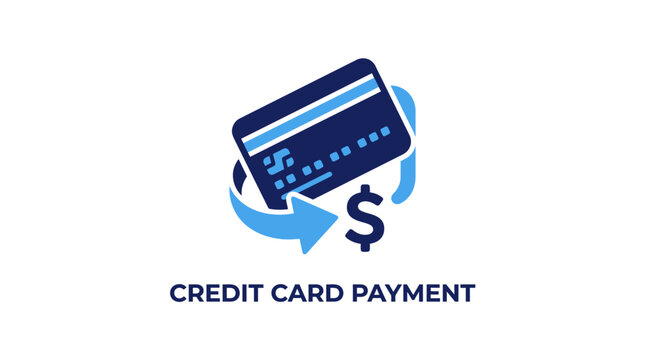Credit Card Payment Icon with Rotating Arrows and Dollar Sign.