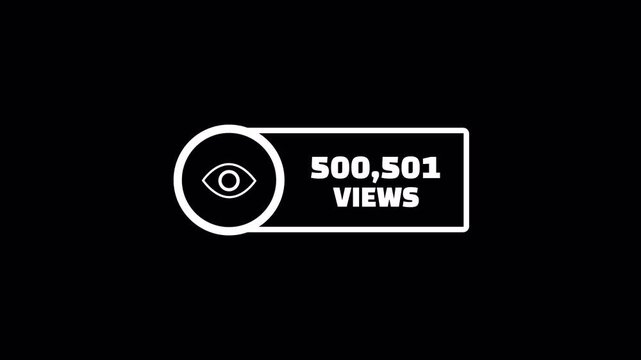 1 million views counter with icon animation on transparent background.