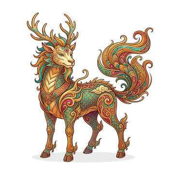 Qilin Standing Flowing Tail