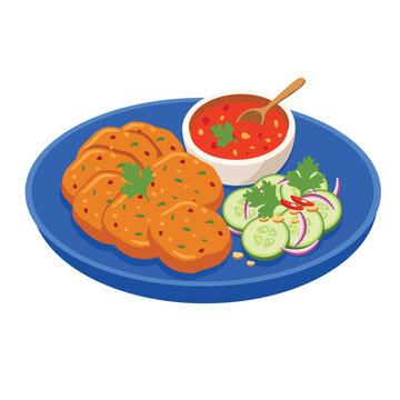 thai fish cakes tod mun pla vector illustration