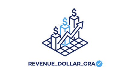 Fototapeta premium Revenue growth graph with dollar signs.
